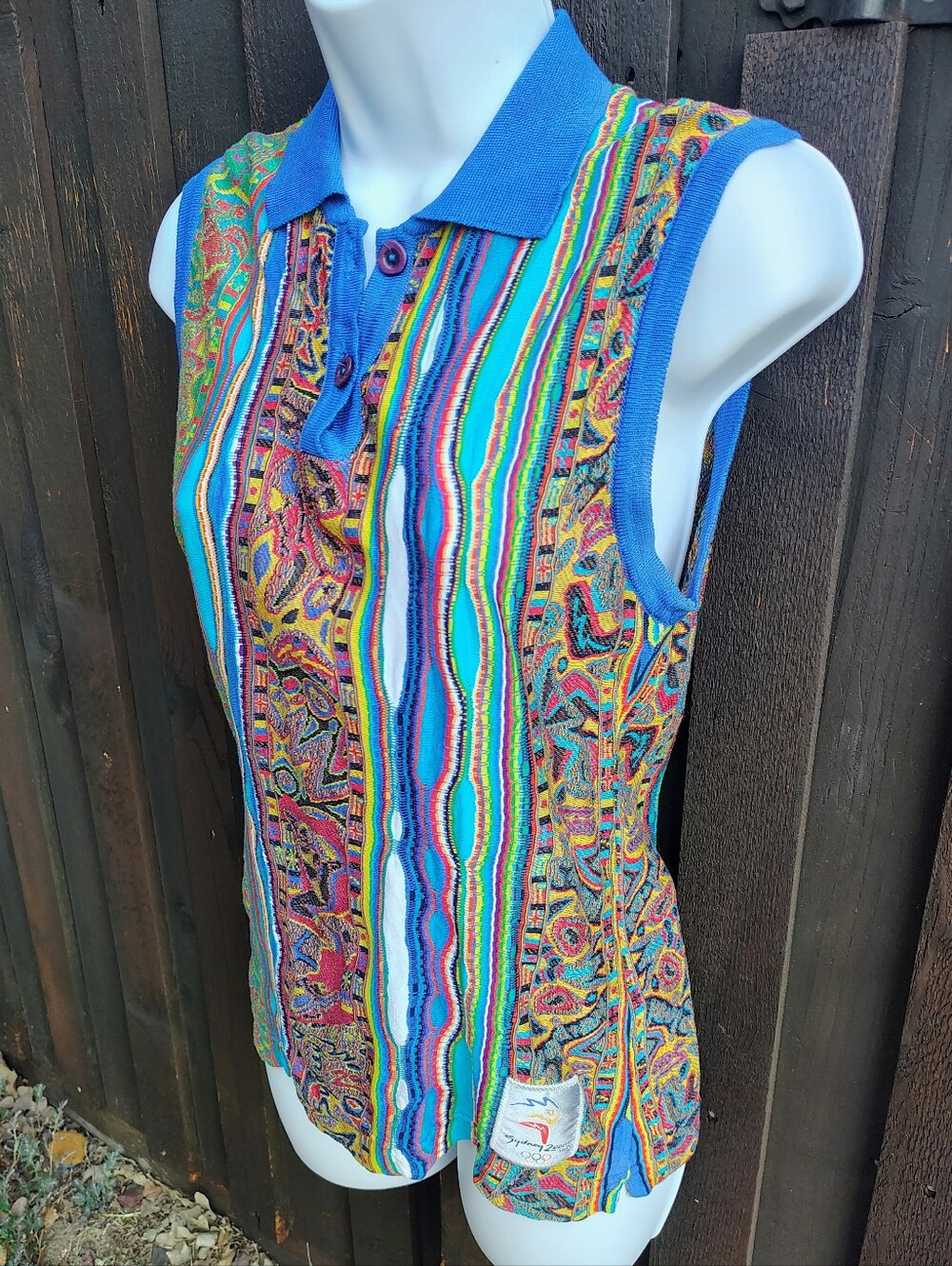 COOGI Multicolor RARE Olympics Edition Sleeveless Knit Polo Top